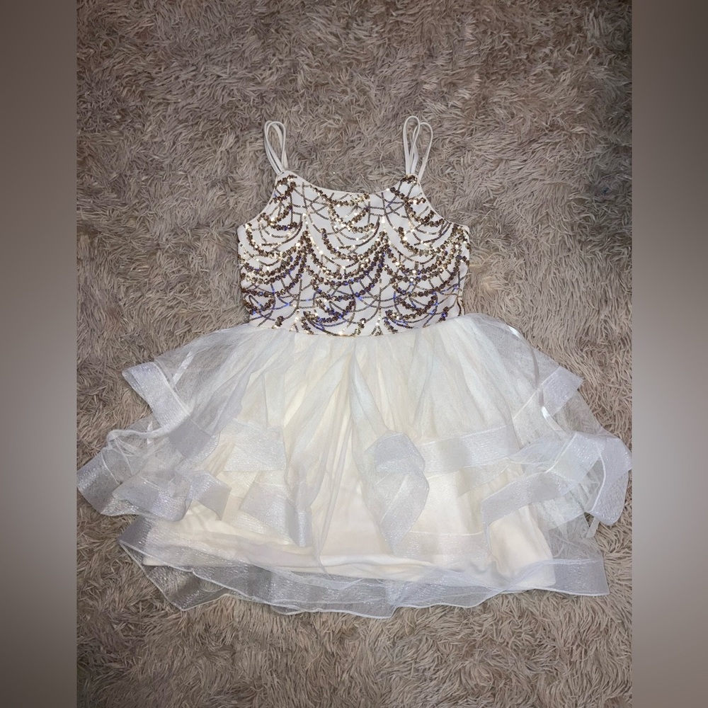 White and Gold Sequin Dress